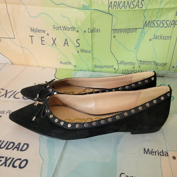Sam Edelman Black Studded Suede Flats Size 9.6 - Picture 3 of 8